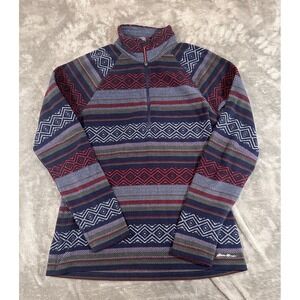 Eddie Bauer Fleece Aztec South Western Quarter Zip Womens Medium Pullover